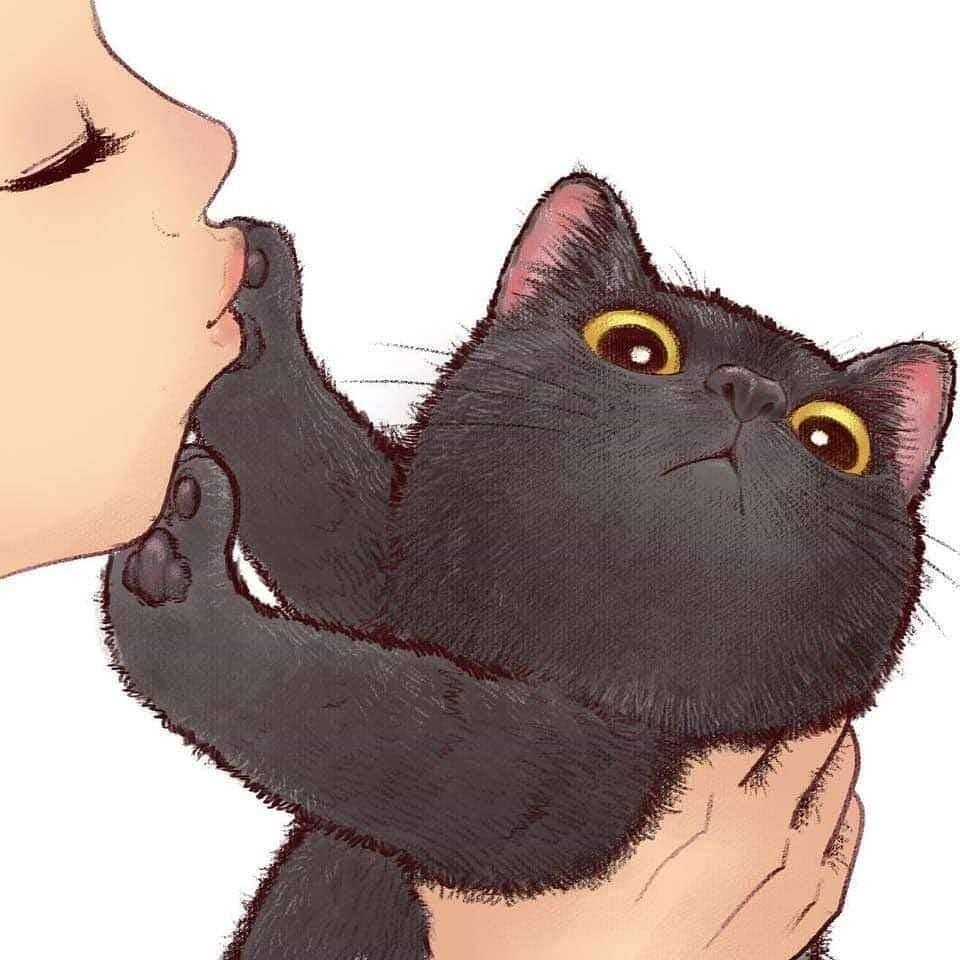 Котики обнимаются арт