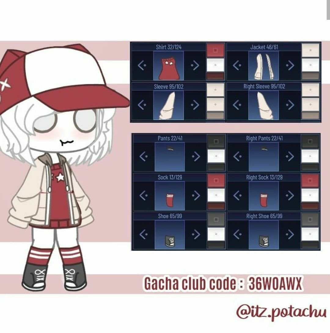 Gacha Club костюмы коды