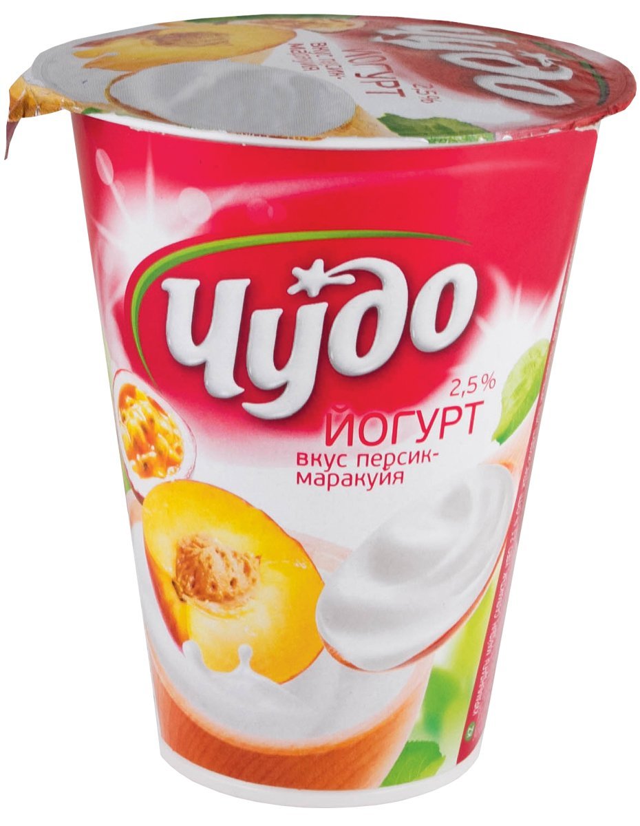 Йогурт чудо 2,5% стакан персик-маракуйя 290г