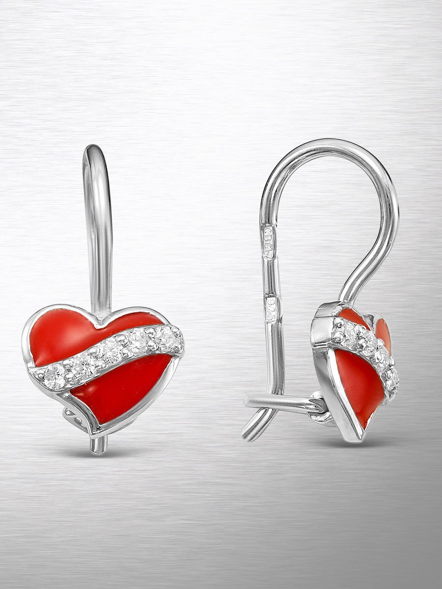 Серебряные серьги "сердца"