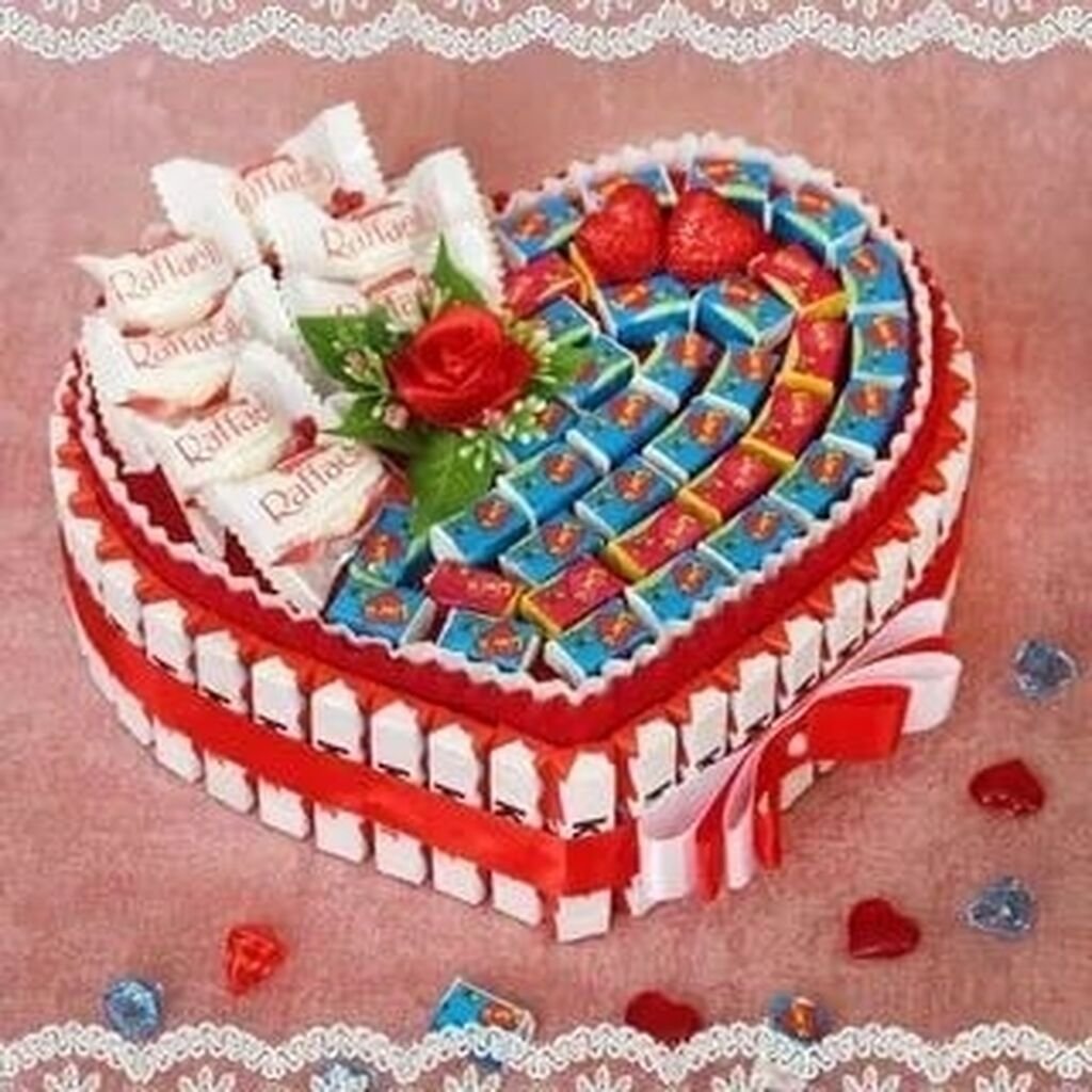 Подарок из конфет для девушки на день рождения