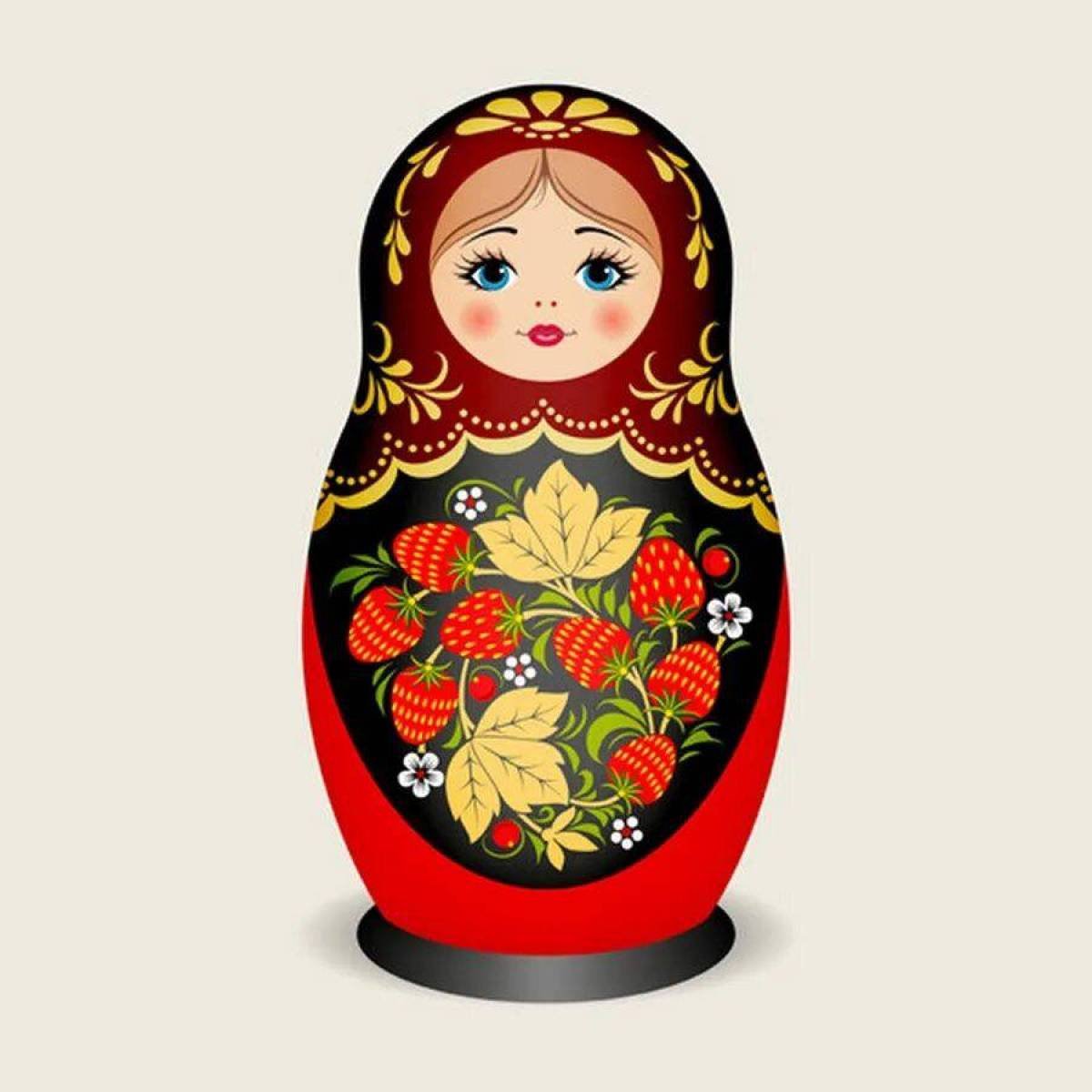 Матрешка Хохлома вектор