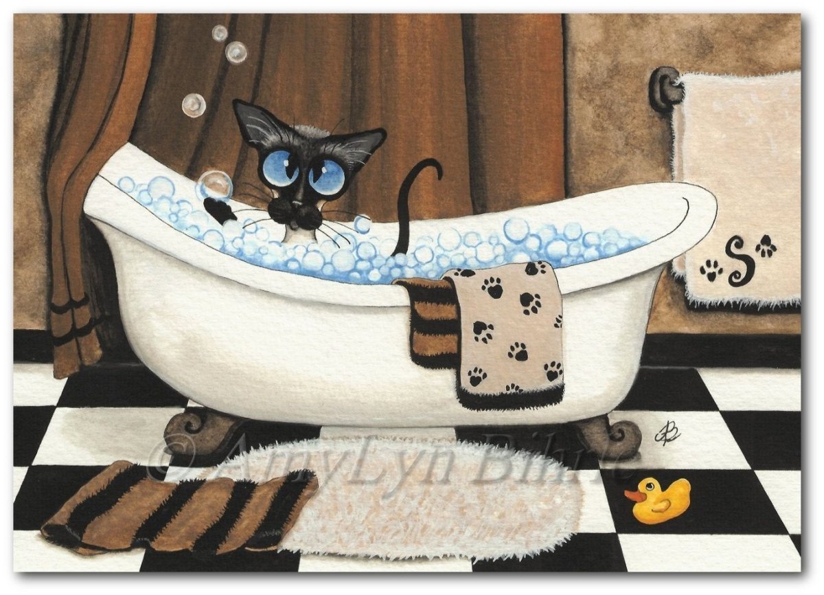 Кот в ванной картина