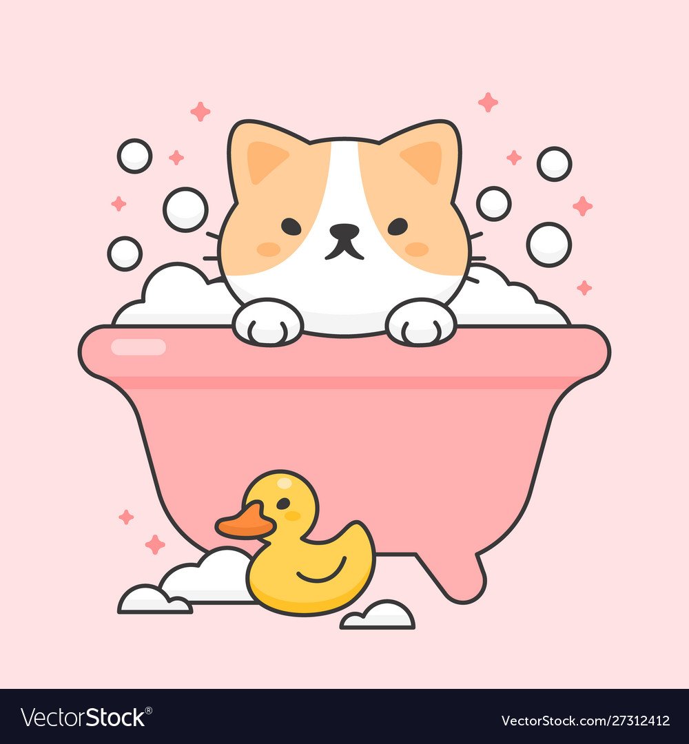 Милый котик в ванне