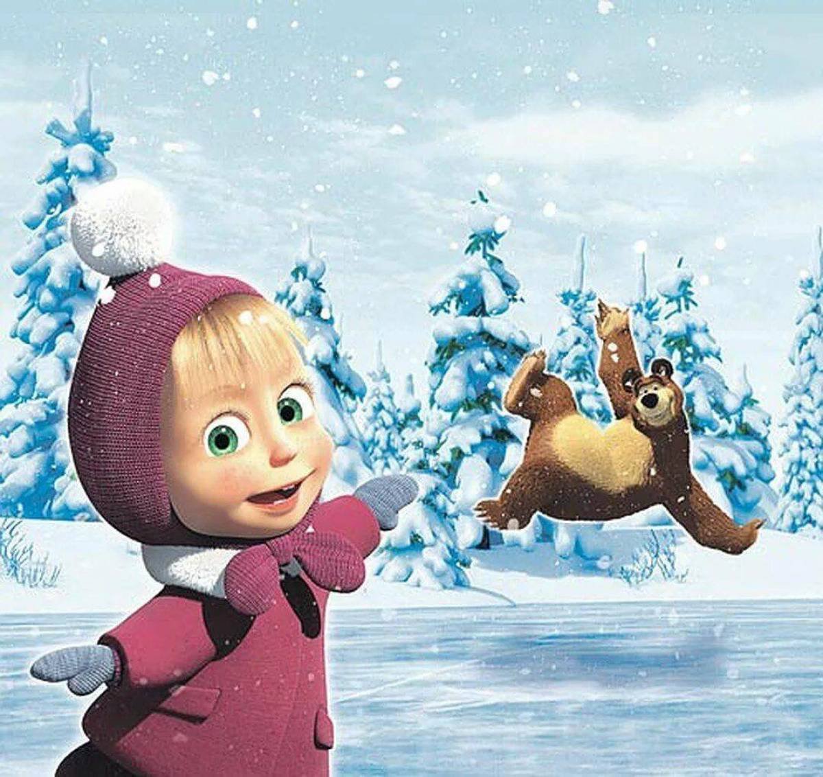 Маша и медведь зима