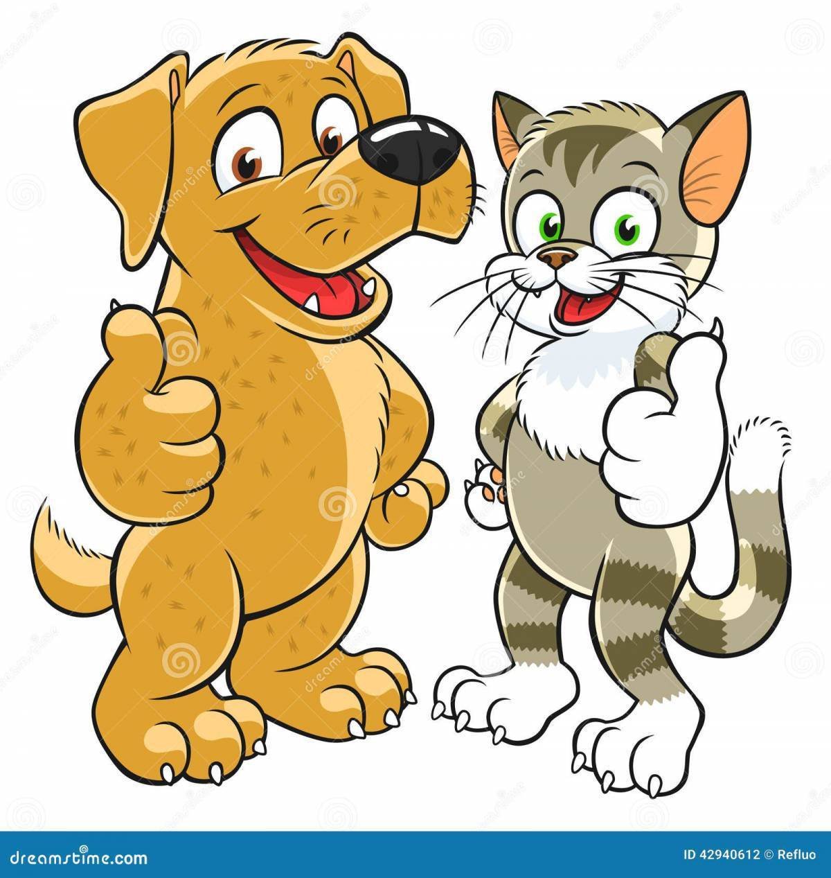 Мультяшный кот и собака