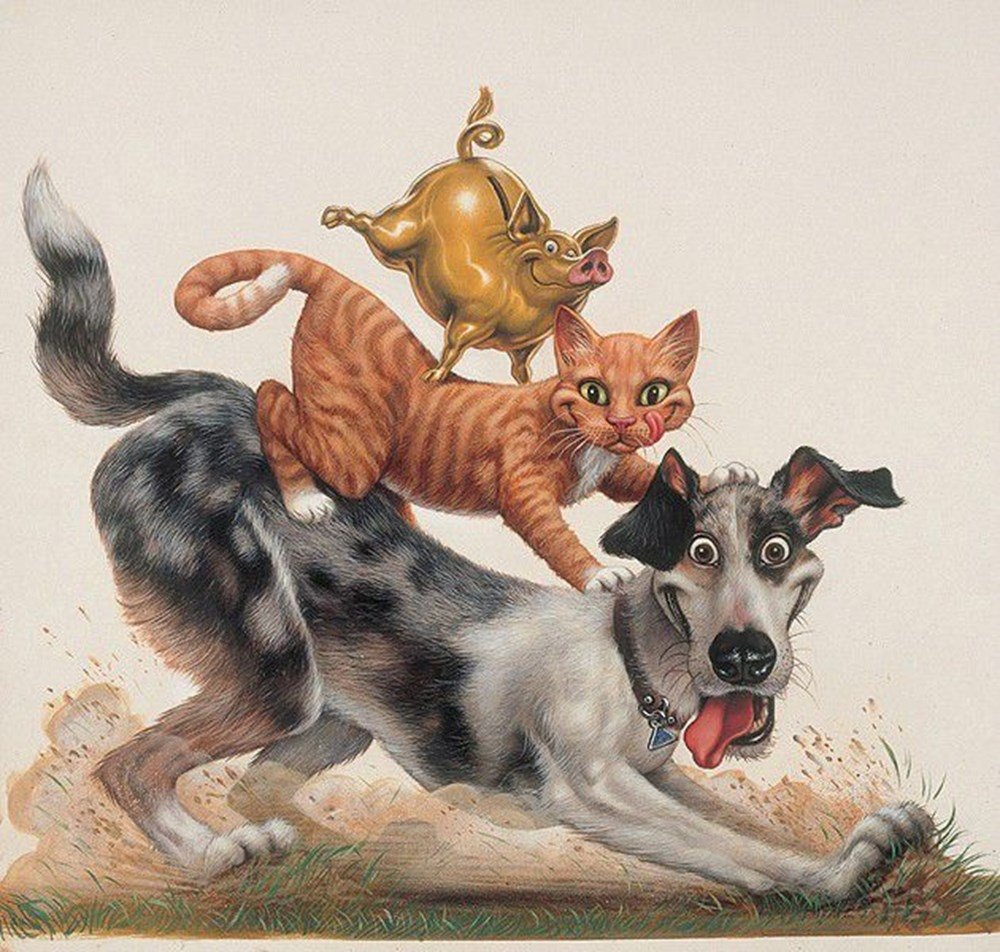 Кошка и собака иллюстрация