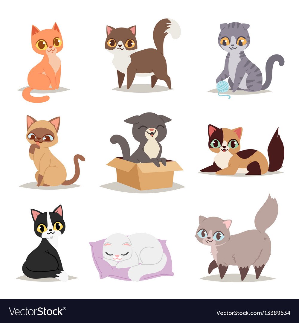 Мультяшные коты в разных позах