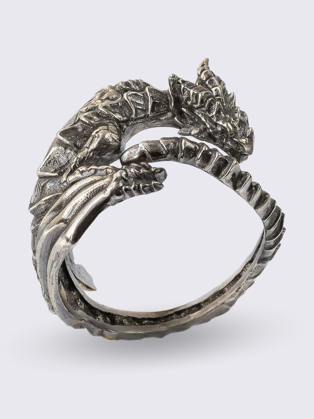Серебряное кольцо дракон