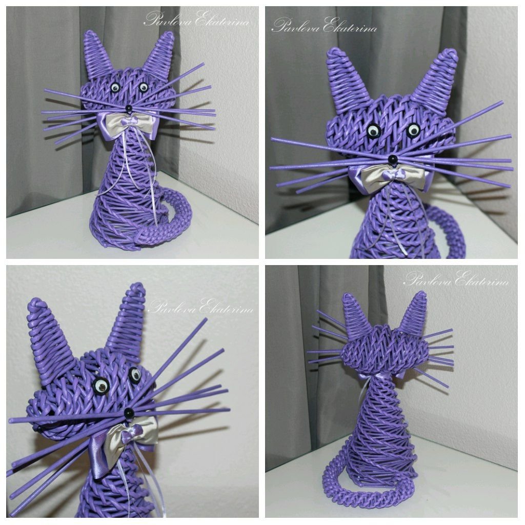 Кошка из газетных трубочек