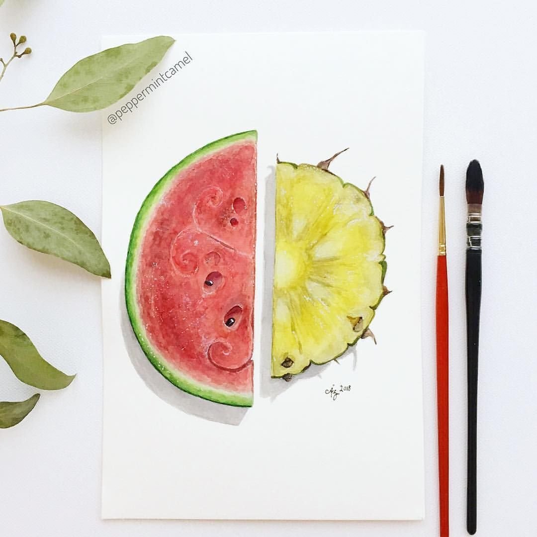 Рисунок для 8 лет гуашью Арбуз 🍉