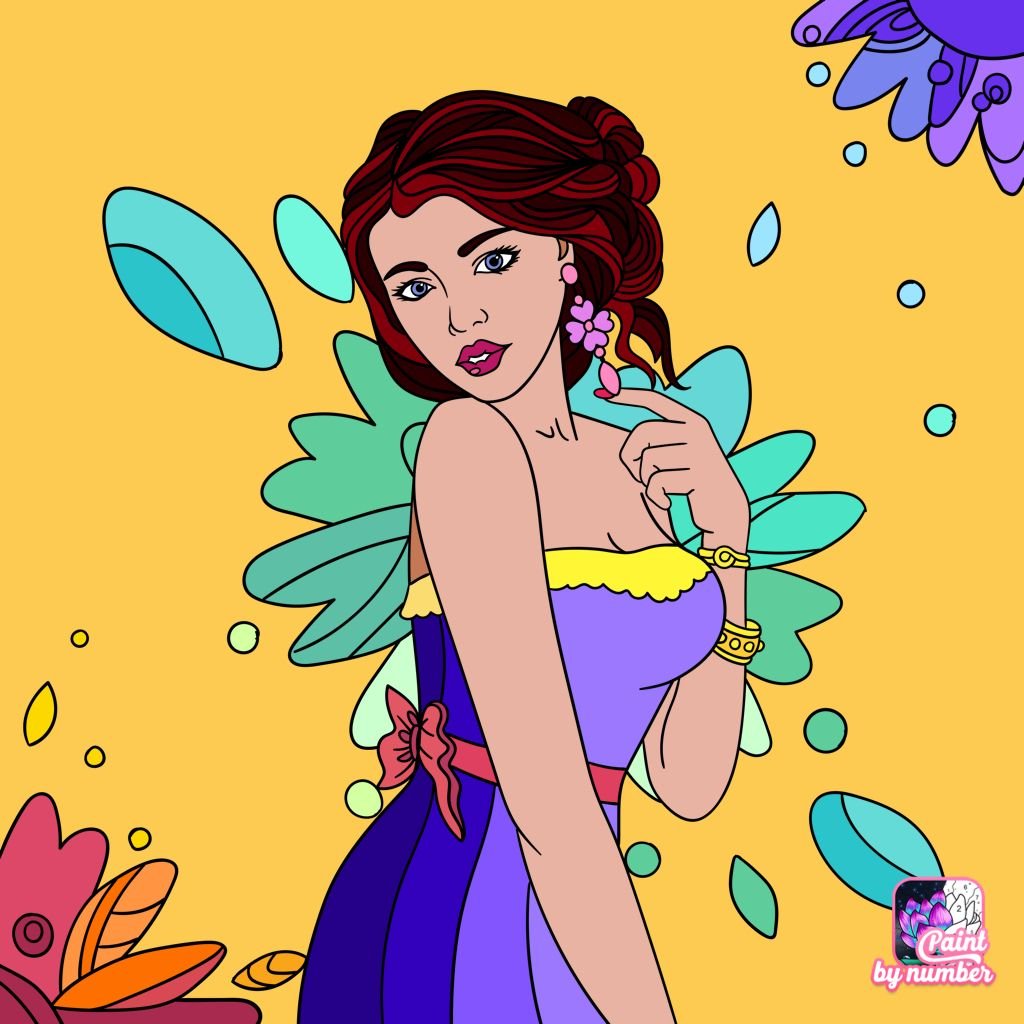 Pictures of girls in apps for Coloring colored Fancy