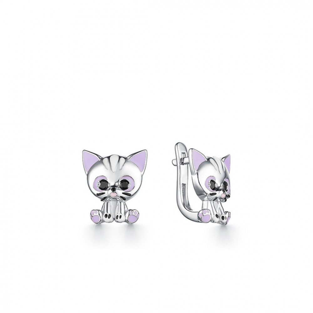 Серебряные серьги котики