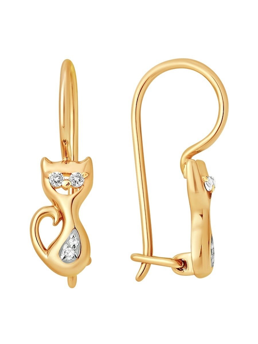 Серьги кошечки золото