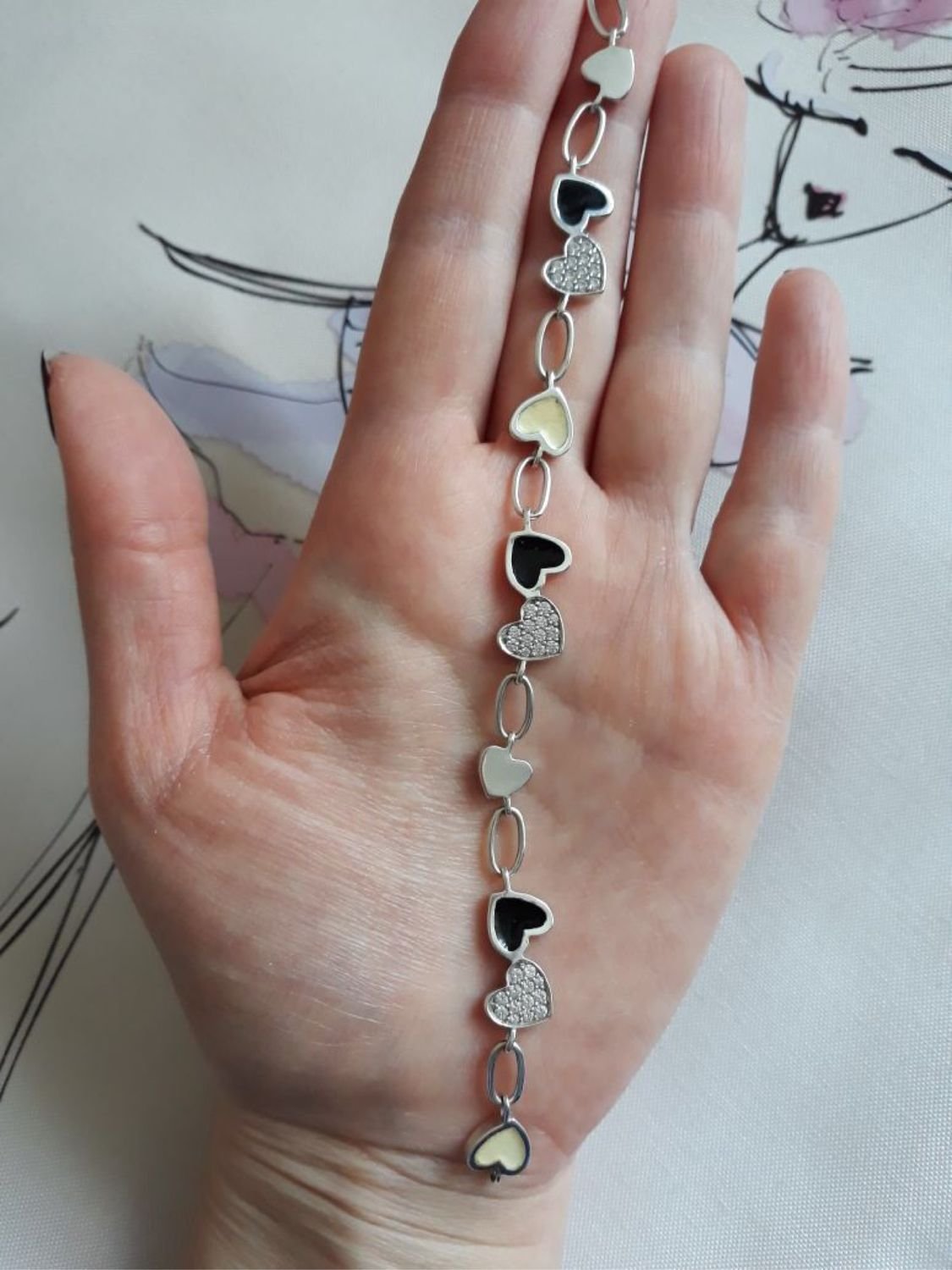Серебряный браслет "сердце"