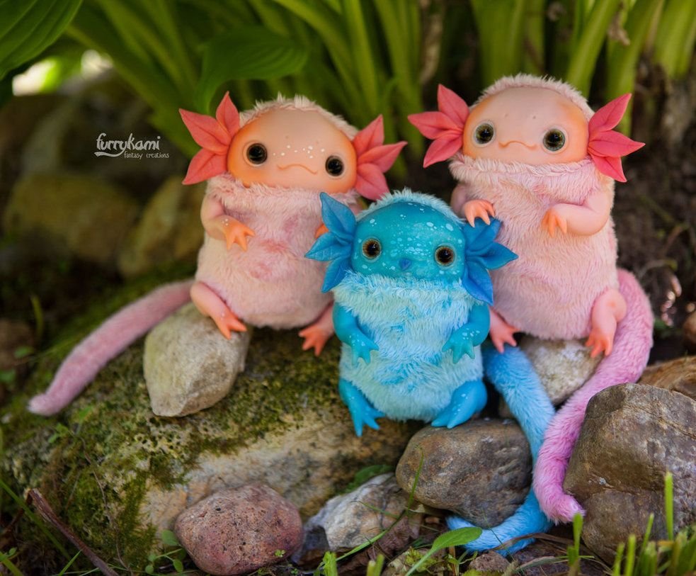 Аксолотль игрушка из полимерной глины