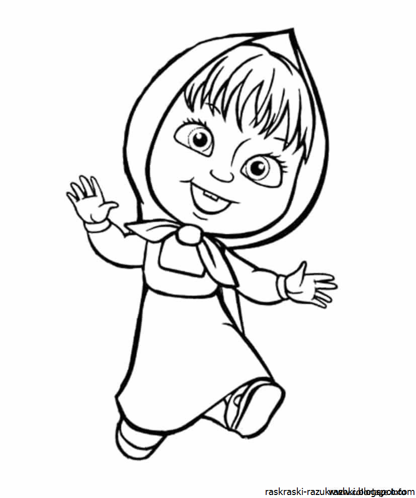 Машенька и медведь раскраска