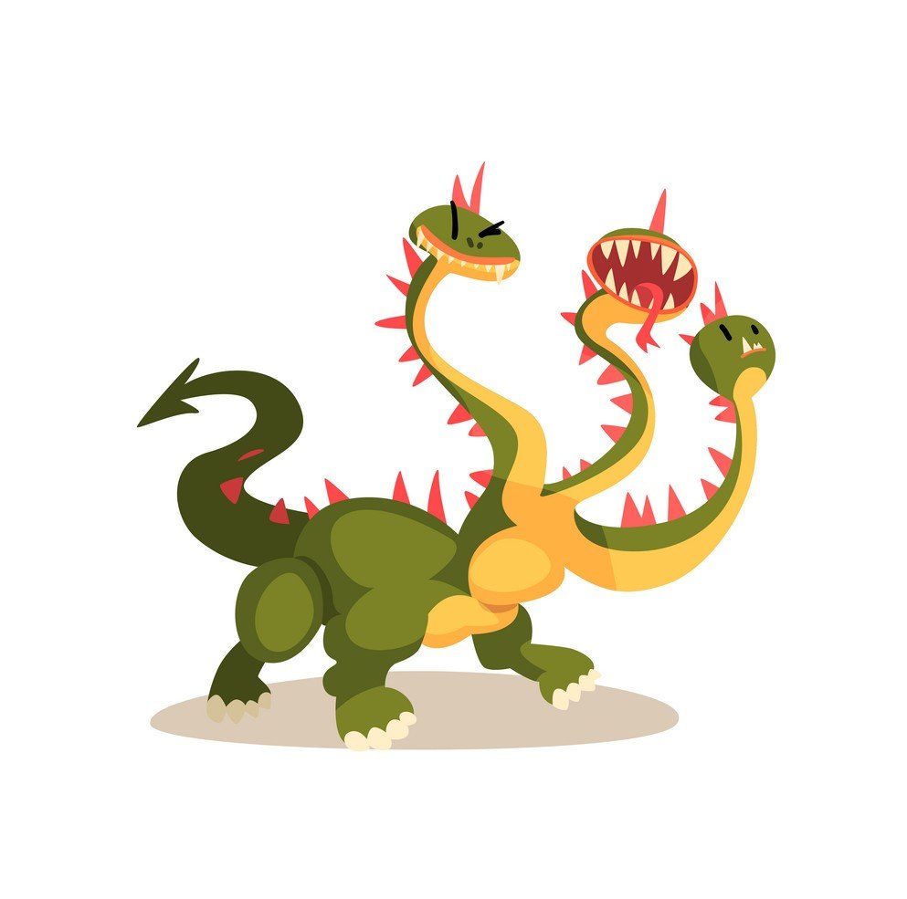 Cartoon 3 headed Dragon