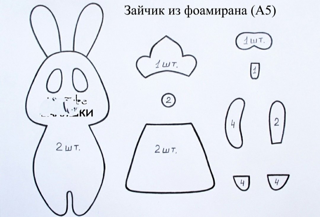 Выкройка Зайка Валяшка