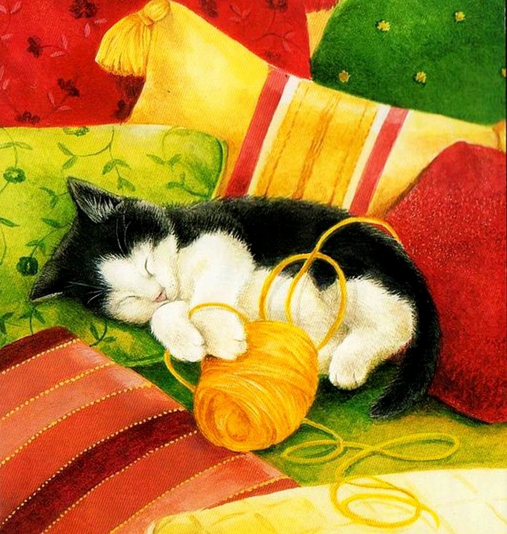 Спящий кот иллюстрация