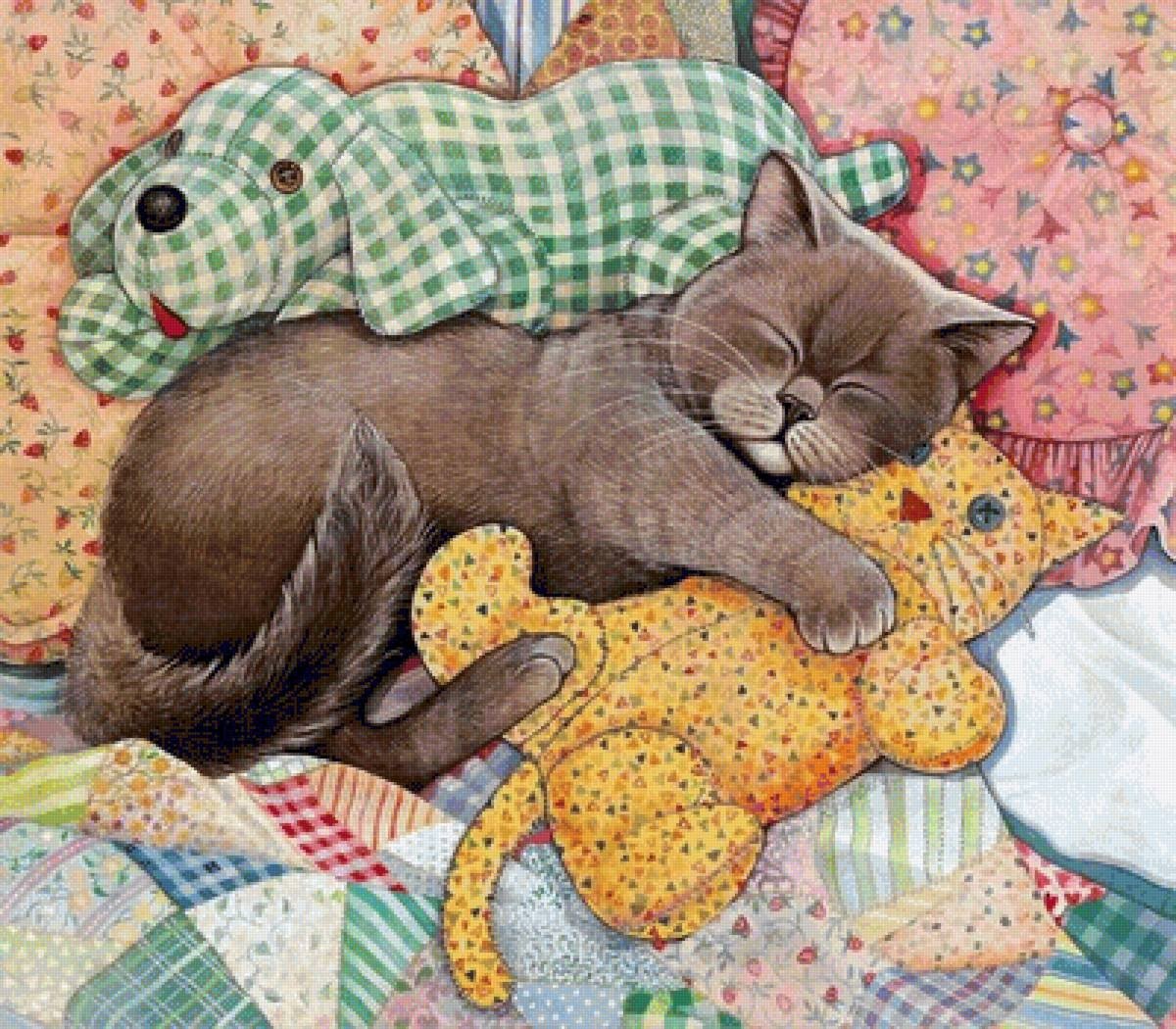 Кошка спит