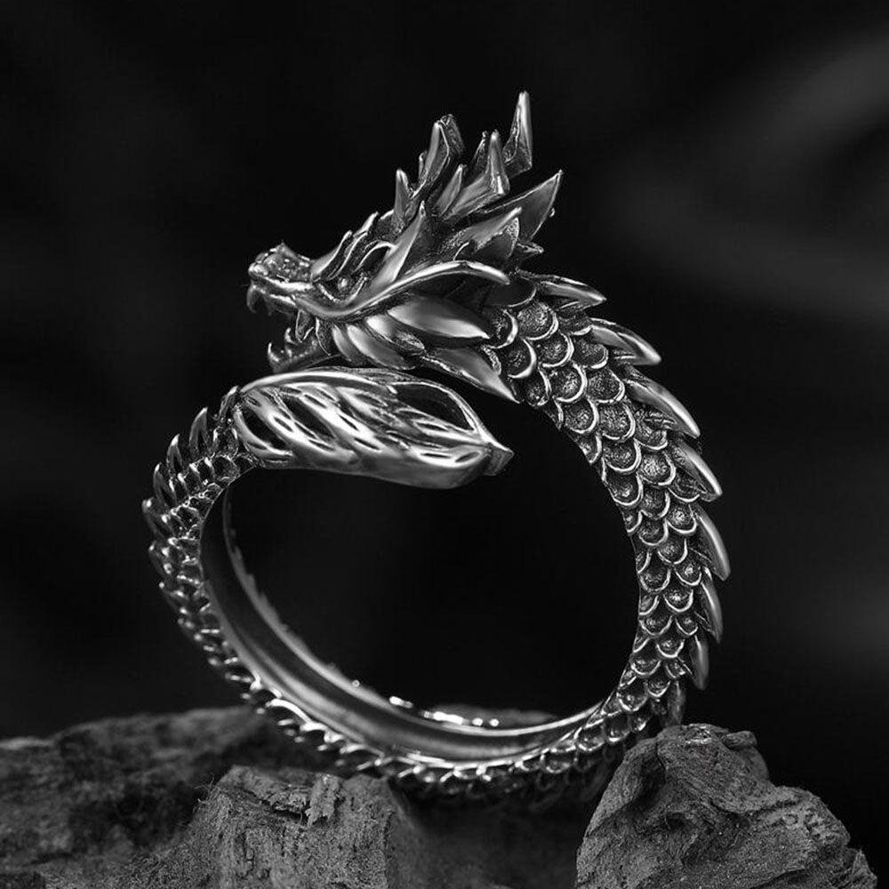 Серебряные украшения дракон кольцо