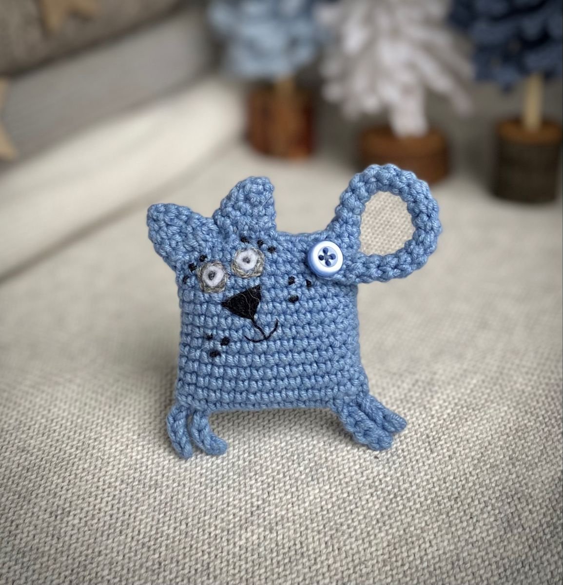 Кот брелок крючком
