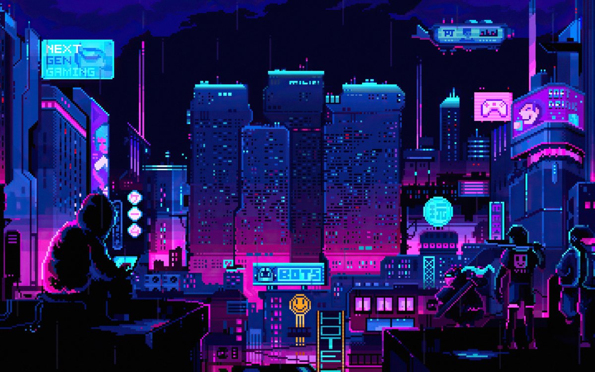 Пиксельный киберпанк город / Pixel Cyberpunk City
