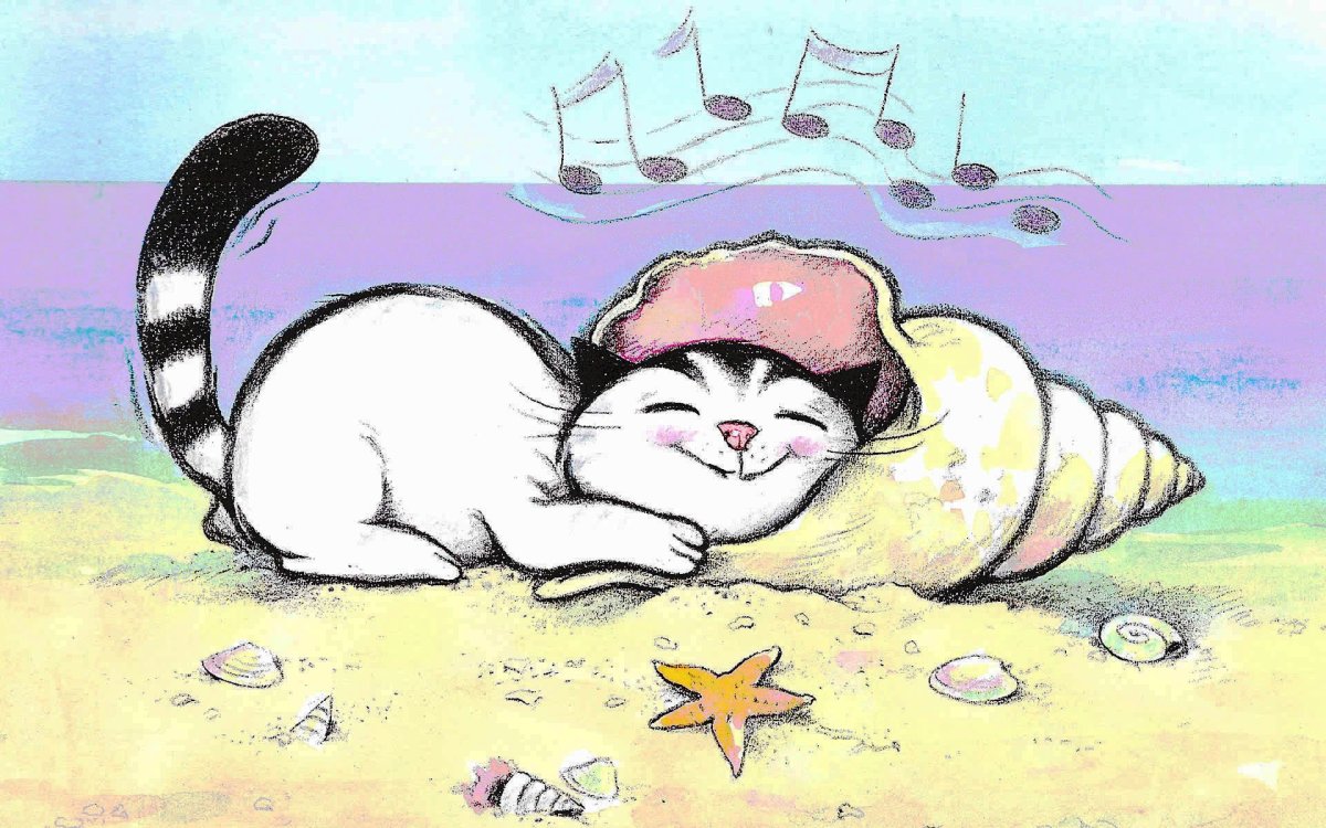 Веселые коты на море