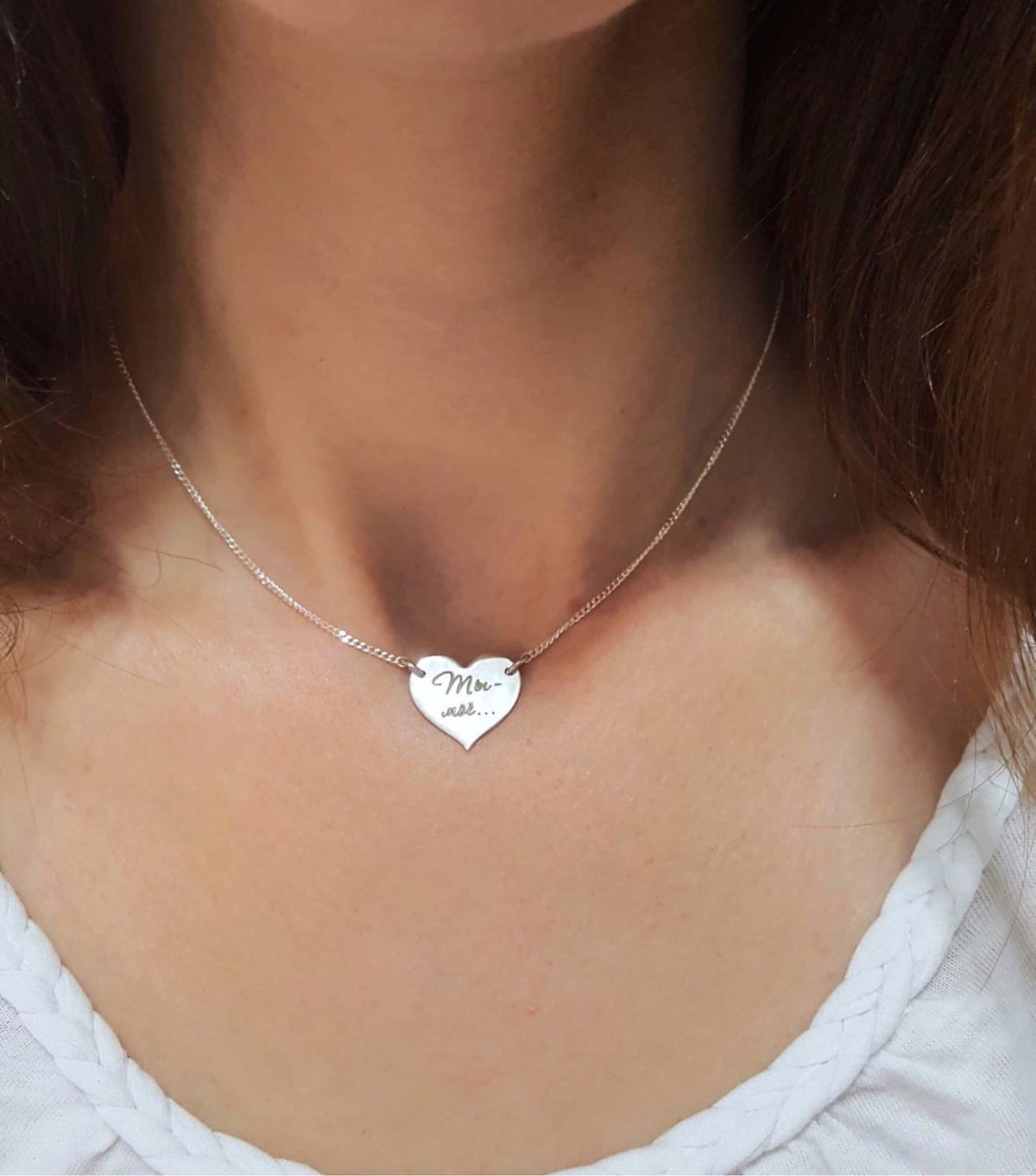 Серебряное колье "сердце"