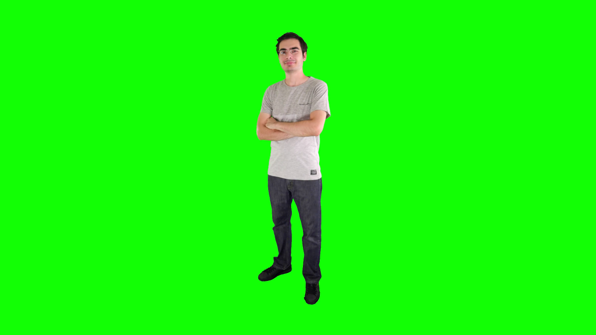 Человек на зеленом фоне