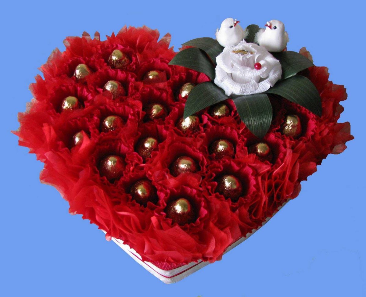 Сердце из конфет