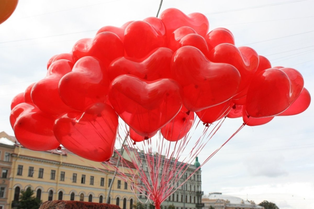 Воздушные шары сердечки