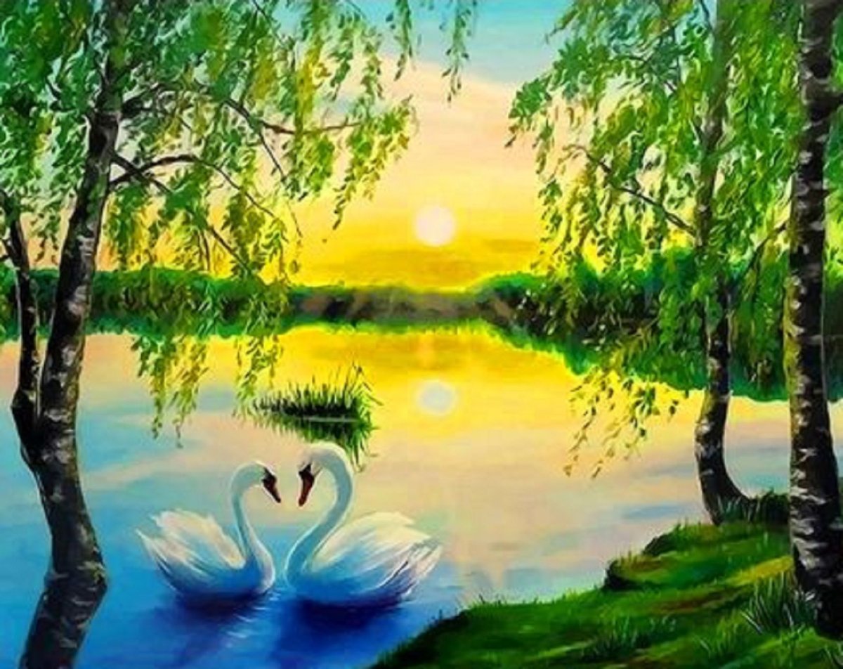 Алмазная мозаика Paintboy лебеди