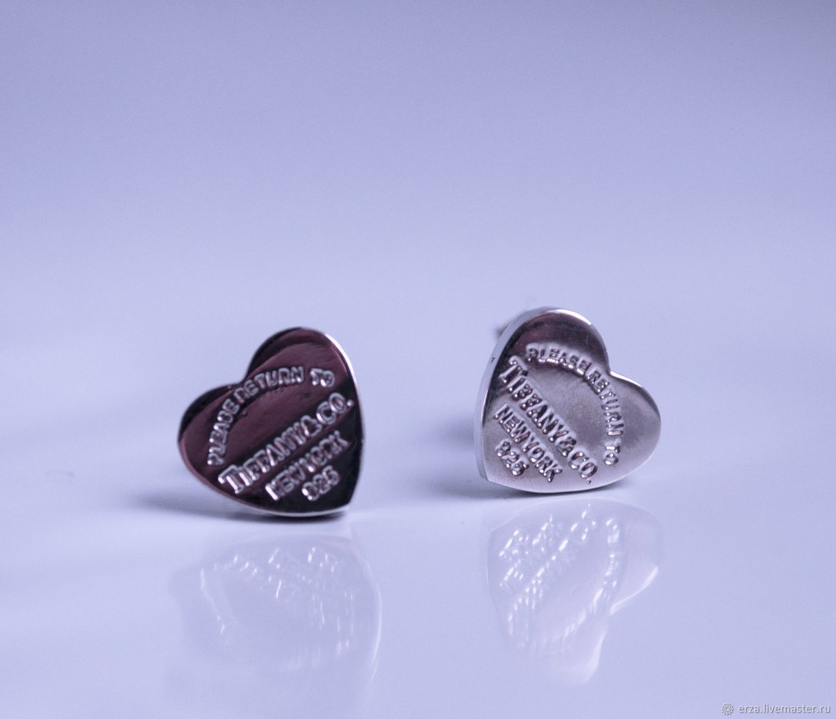 Серьги Тиффани сердечки