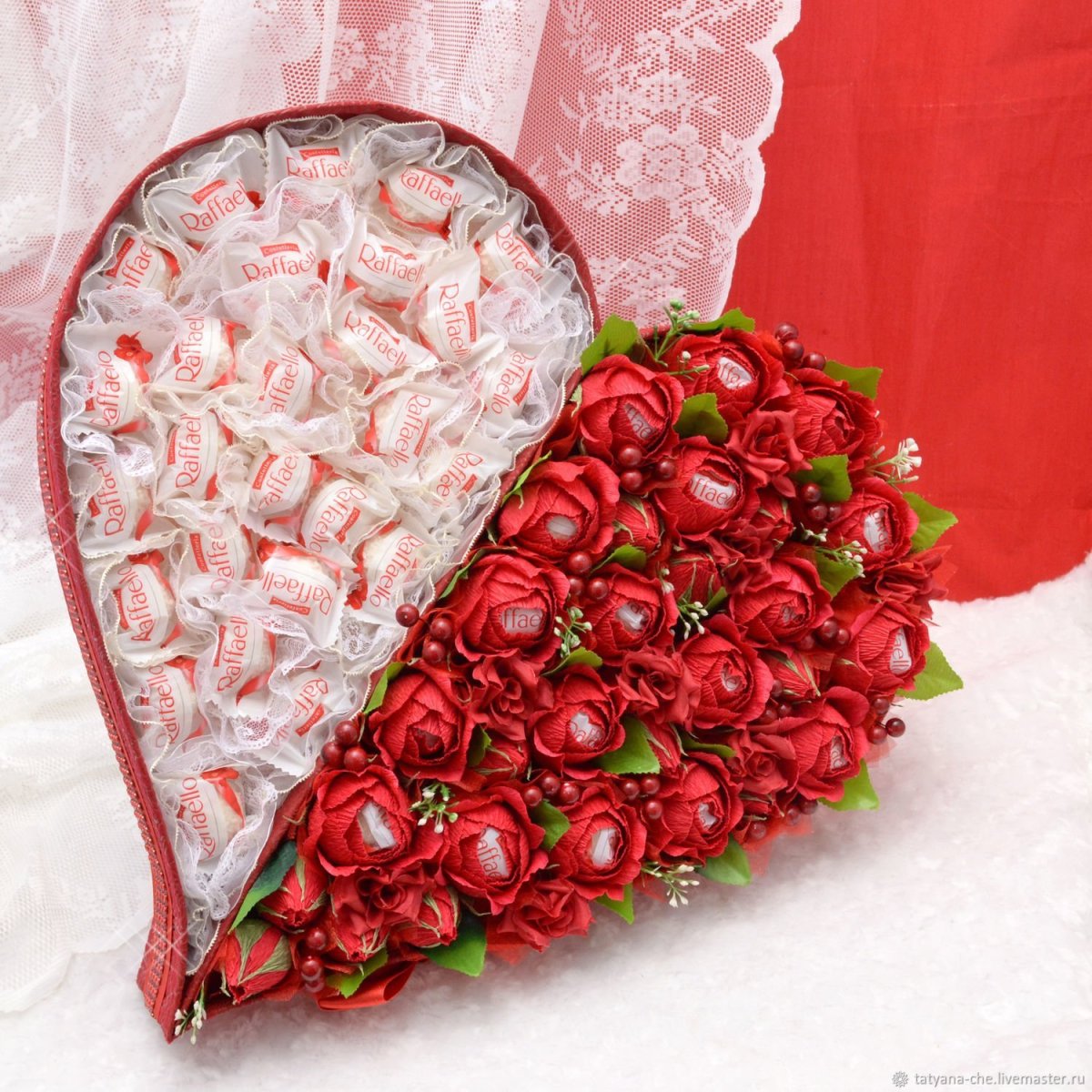 Сердце большое и Конфетные цветы