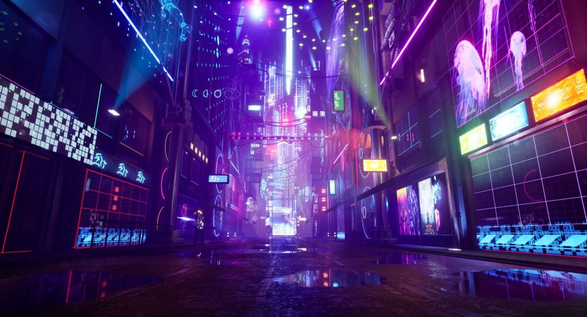Киберпанк 2077 улицы неон
