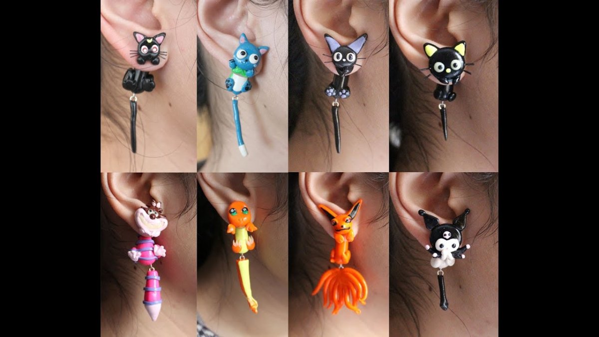 Серьги из полимерной глины животные