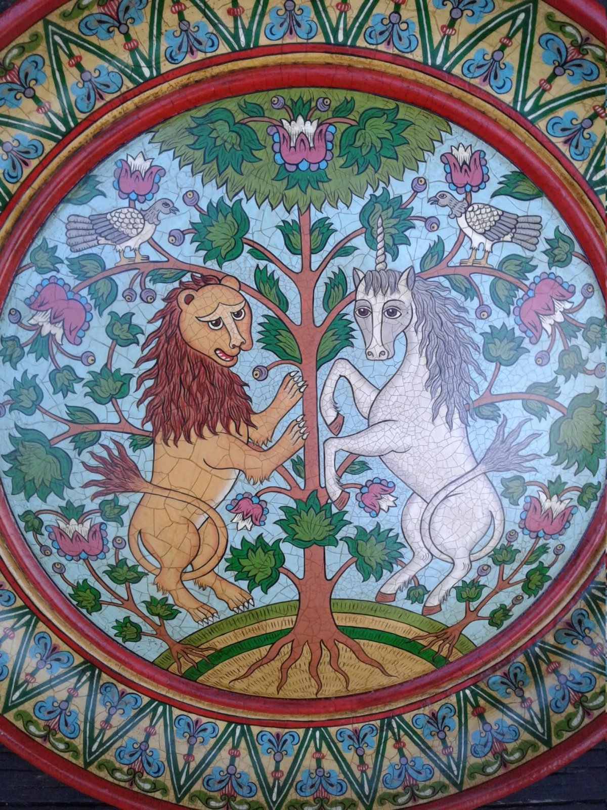 Единорог и Лев в пермогорской росписи