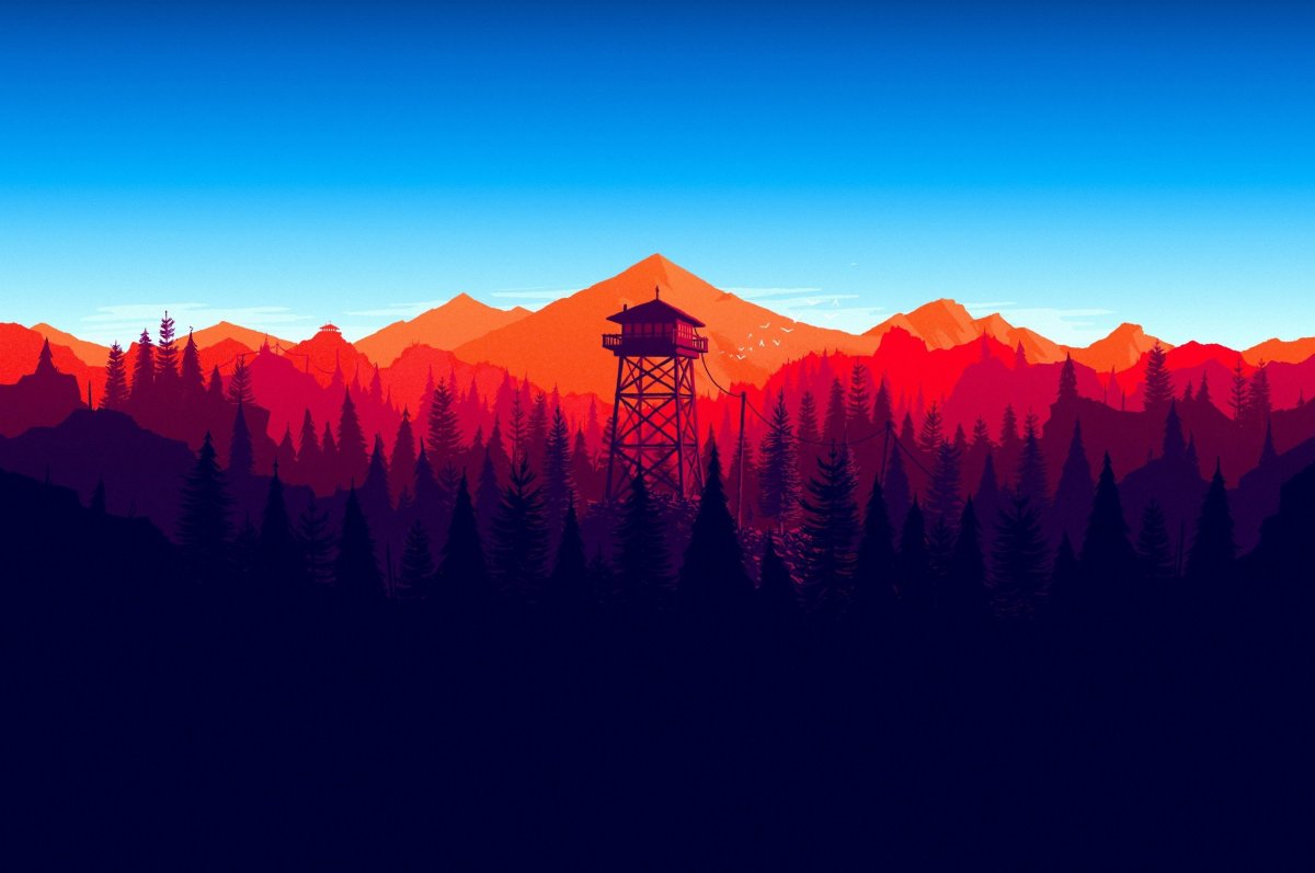 Firewatch лес река горы