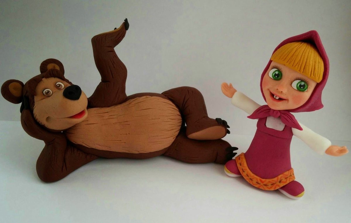 Маша и медведь фигурки из мастики