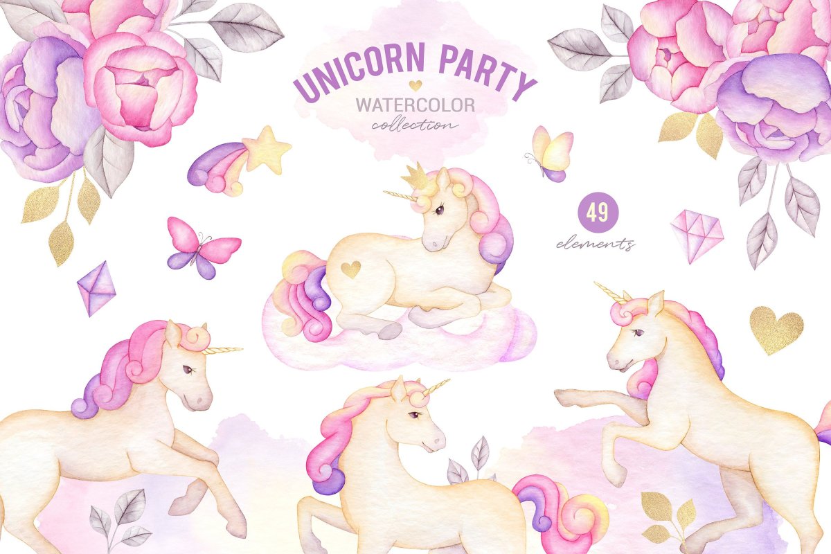 Cute Watercolor Unicorn