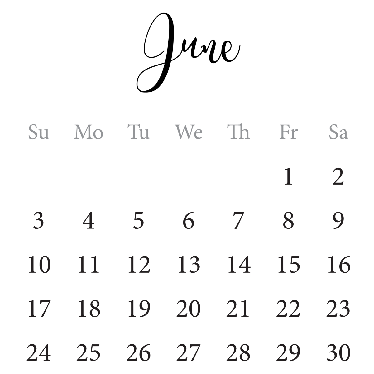 Календарь июнь