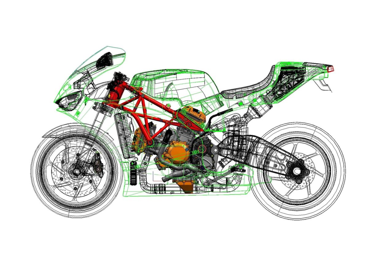 Чертеж мотоцикла Ducati