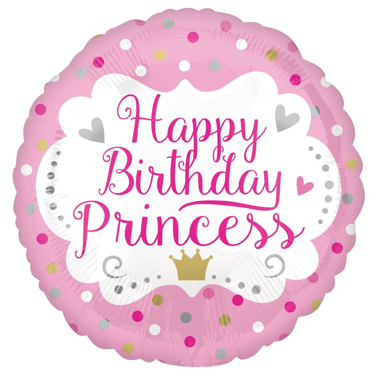 Фольгированный круг Happy Birthday Princess