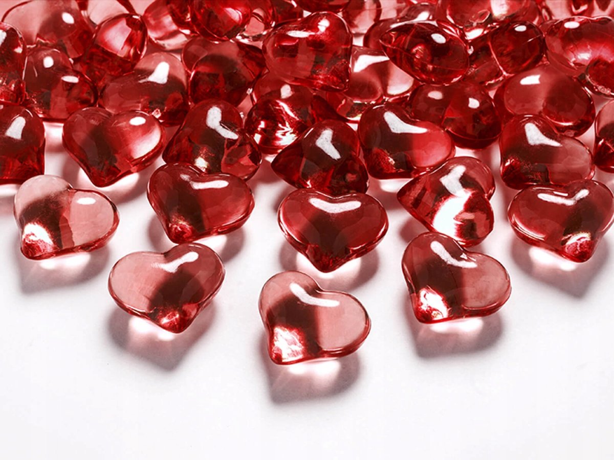 Сердечки кристальные красные