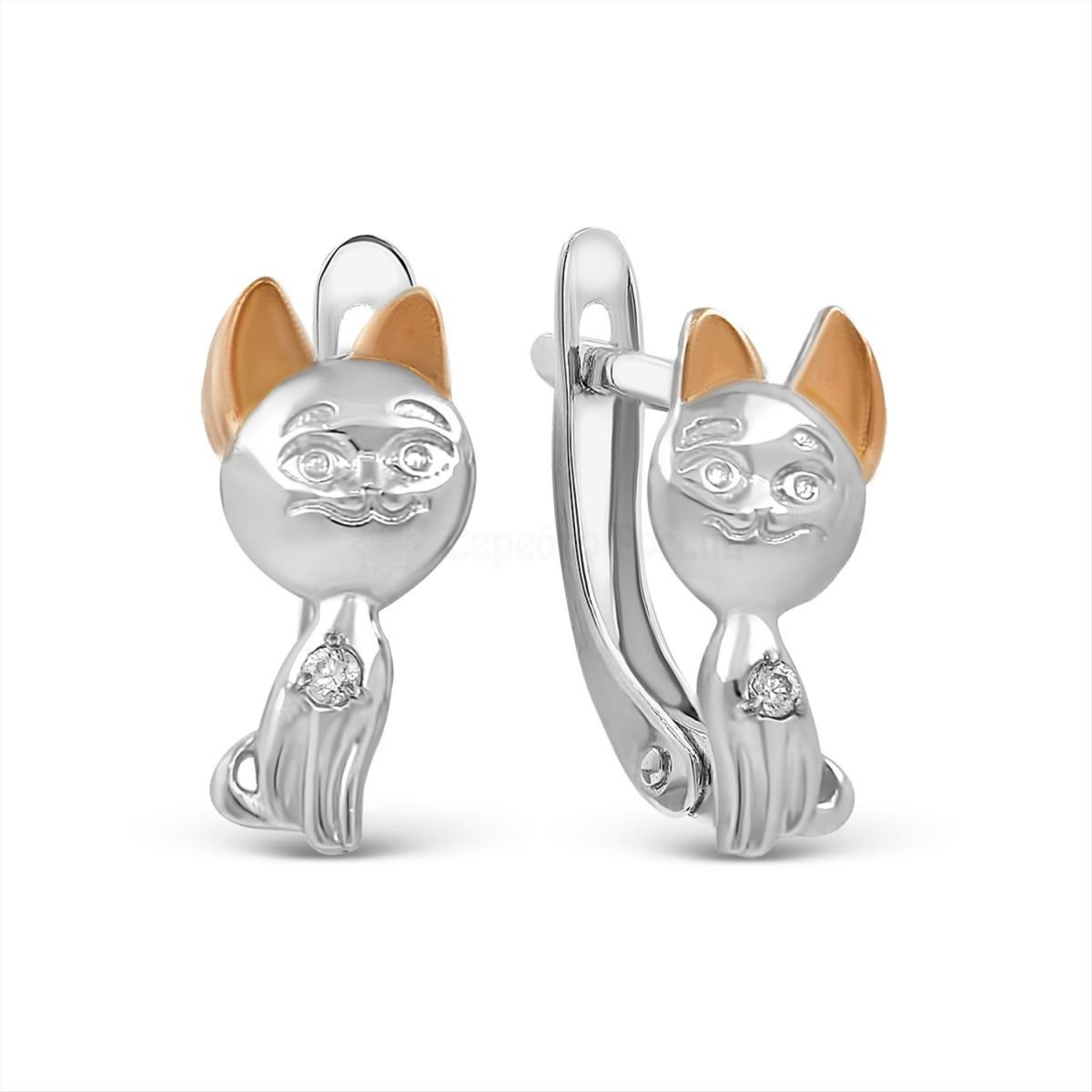 Серьги "кошечки" с фианитами AG 925