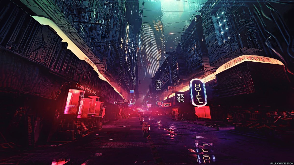 Город в стиле Cyberpunk 2077
