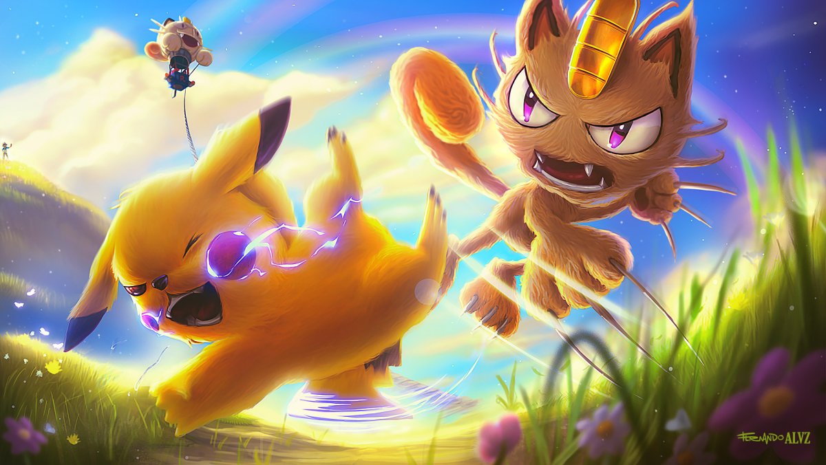 Pikachu and Meowth