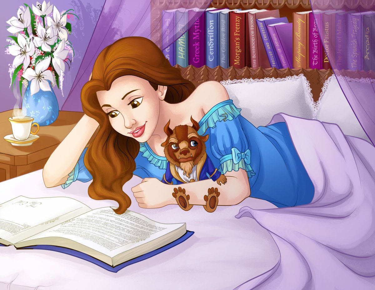 Бель с книжкой красавица и чудовище